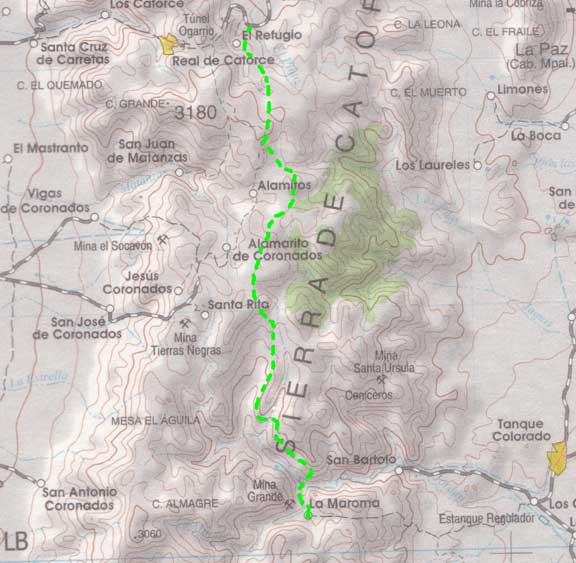 La Luz to La Maroma area map